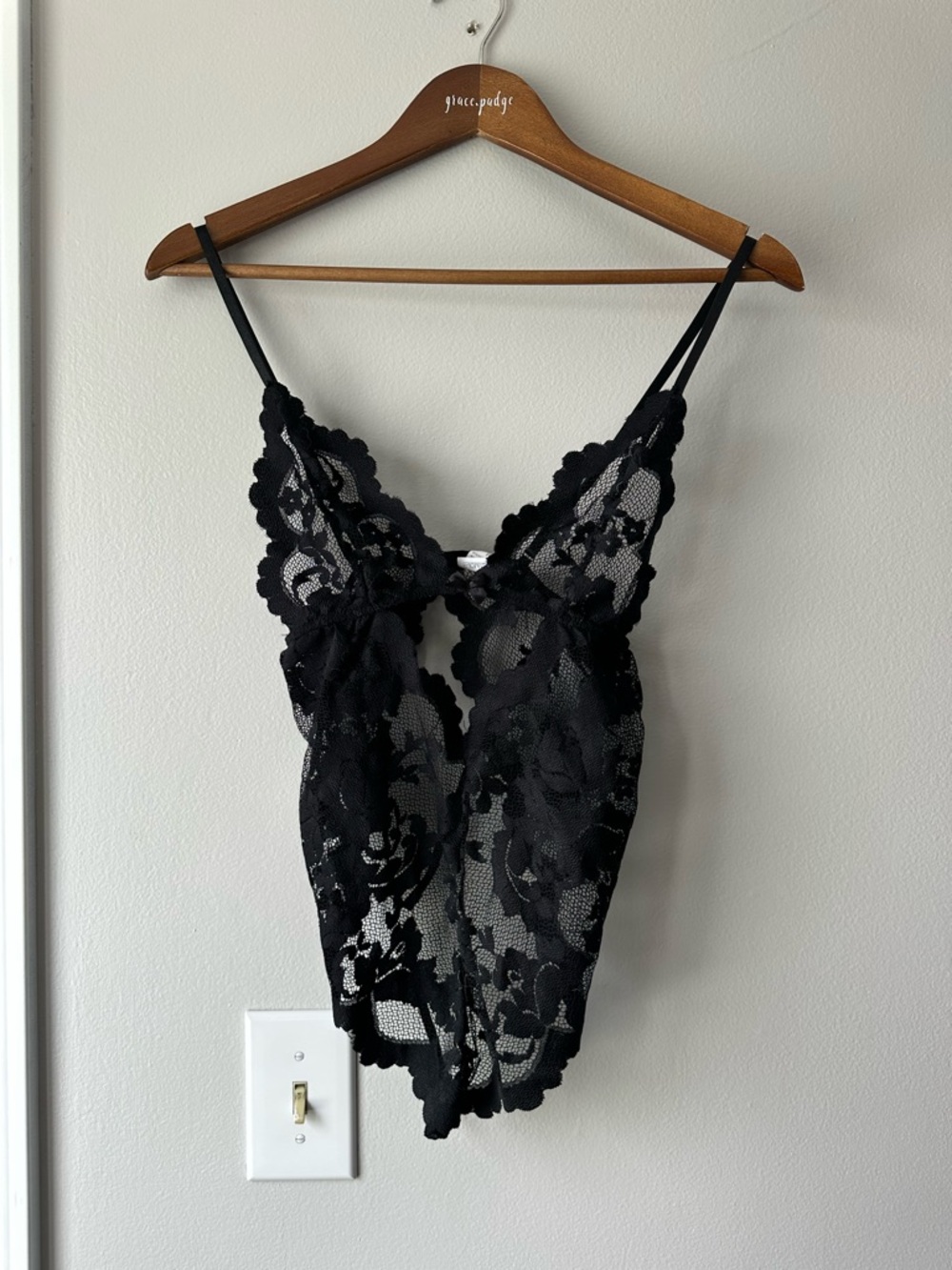 Amazon Black Floral Lace Chemise Bodysuit